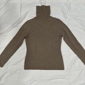 Garnet Hill 100% Cashmere T-neck, XS, Heathered Oatmeal